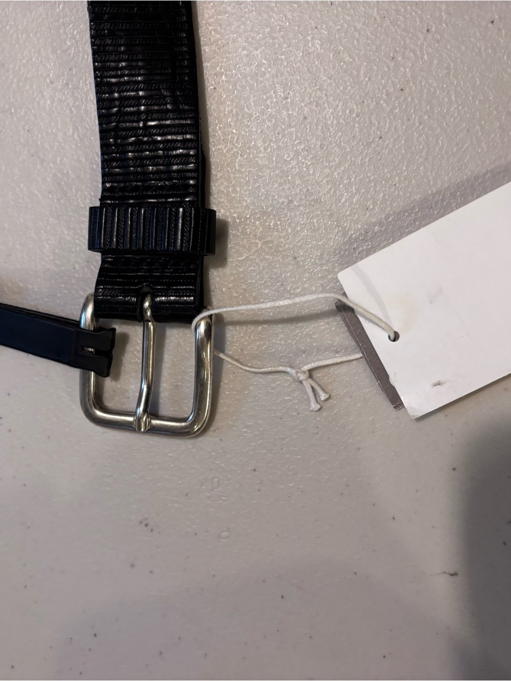 H&M Black Textured Leather Belt with Silver Buckle